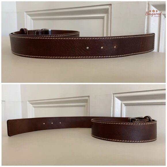 Authentic Gucci Brown Leather Crest Logo Plaque Men's Buckle Belt Size 90/36 - Picture 11 of 13
